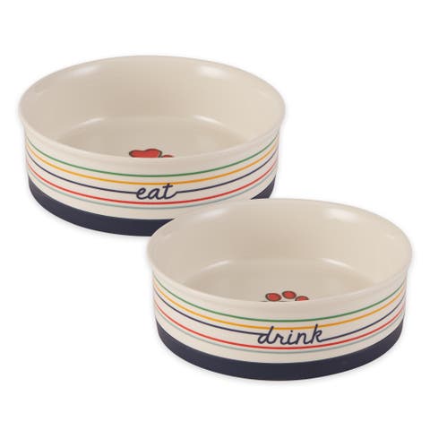 Ceramic Pet Bowl Set Eat/drink, 2 Piece