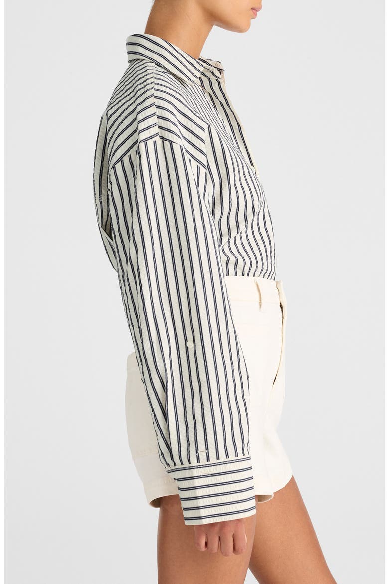 Straight-Hem Shirt in Seersucker, Alternate, color, GREY VARIEGATED STRIPE