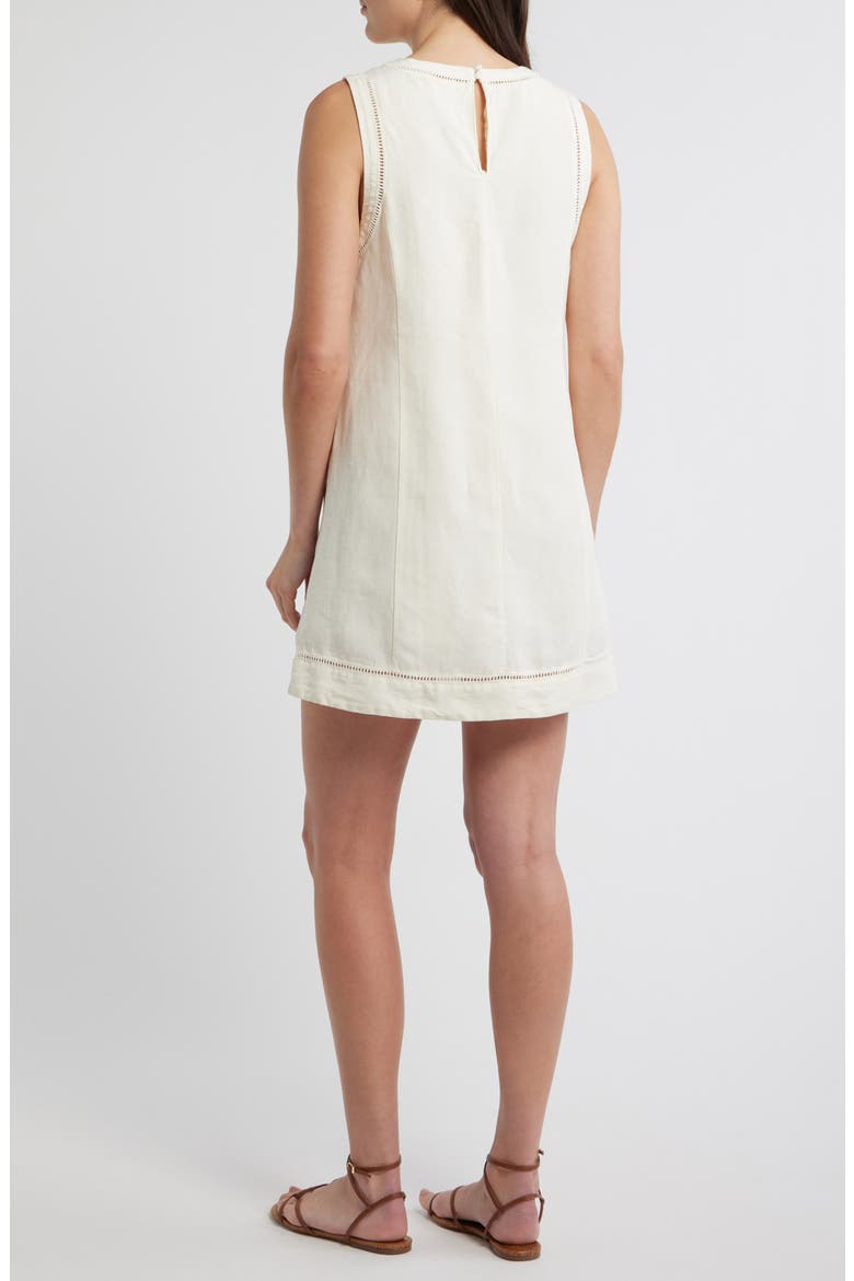Cora Ladder Stitch Detail Linen Blend Minidress, Alternate, color, ANTIQUE WHITE