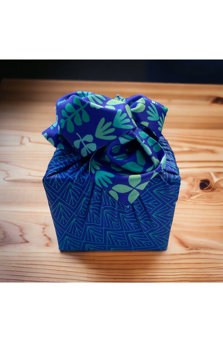 Shiki Wrap Set of 3 - Reusable Cloth Furoshiki Gift Wrap | Blue Botanical, Alternate, color, Blue Botanical