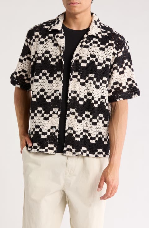 Naples Geometric Crochet Camp Shirt