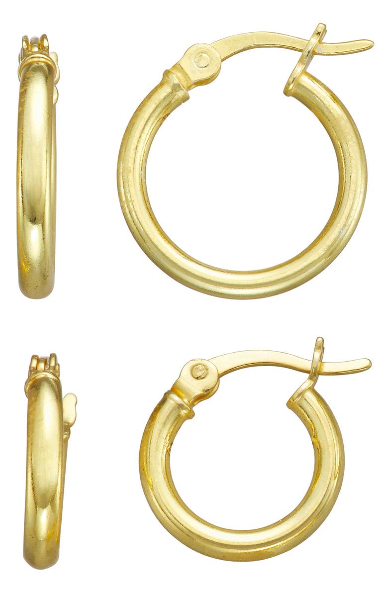 FZN Kids' Set of 2 Hoop Earrings, Main, color, Yellow Gold
