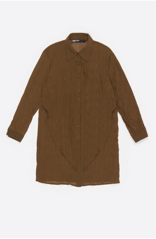 Bimba Y Lola Pleated Shirt With Maxi Ties In Brown
