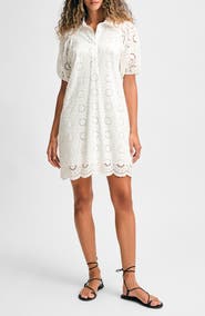 Isaac Mizrahi New York Eyelet Puff Sleeve Shirtdress
