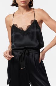 CAMI NYC The Racer Lace Trim Silk Camisole