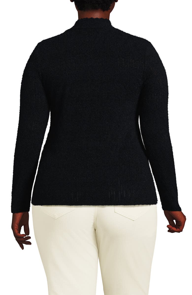 Lands' End Long Sleeve Brushed Lace Mock Neck Top, Alternate, color, Black