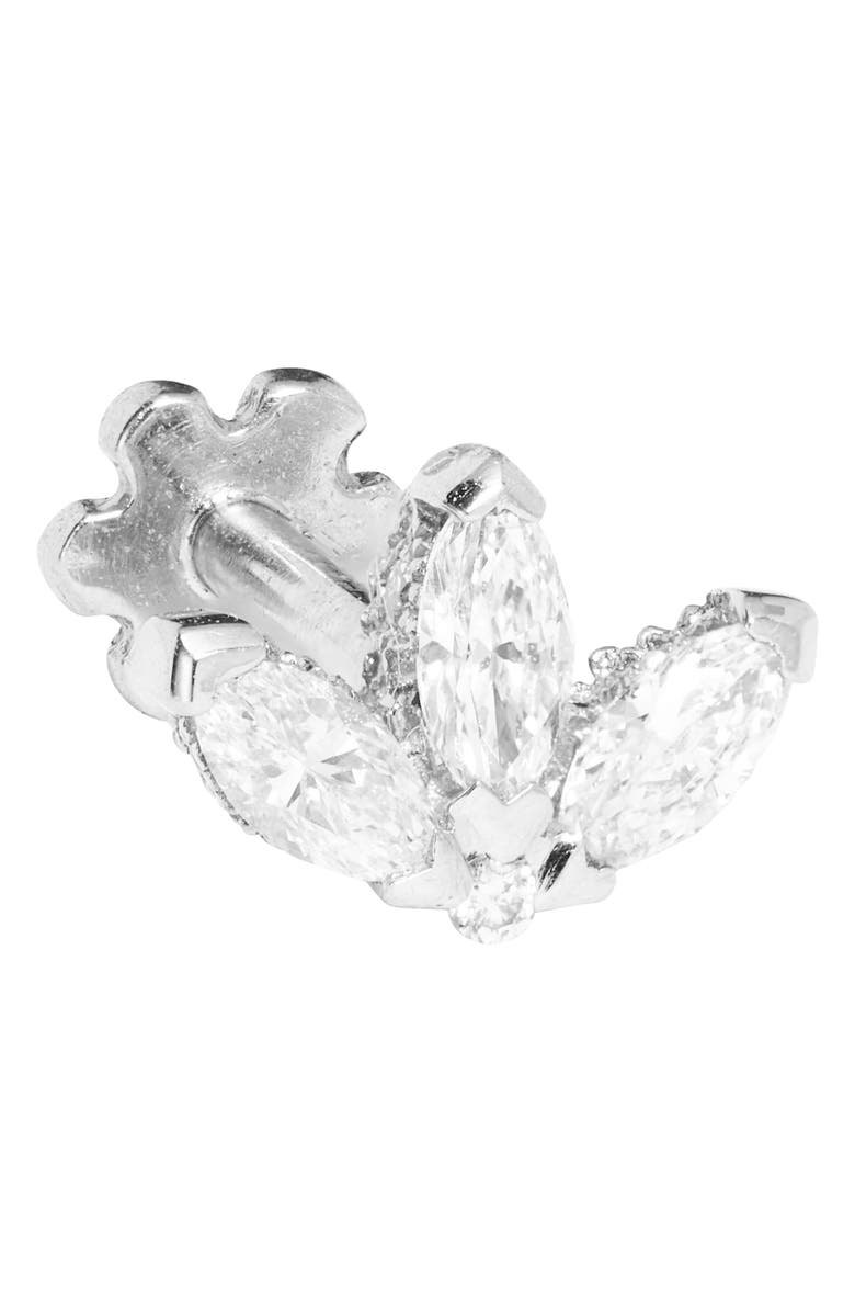 MARIA TASH Engraved Diamond Lotus Stud Earring, Alternate, color, White Gold