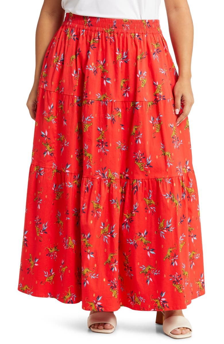 Leota Evalyn Floral Organic Cotton Maxi Skirt, Main, color,