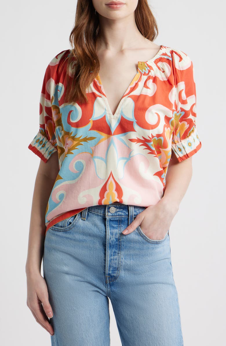 LOVE THE LABEL Dawson Baroque Print Shirt, Main, color, Rosetti Print