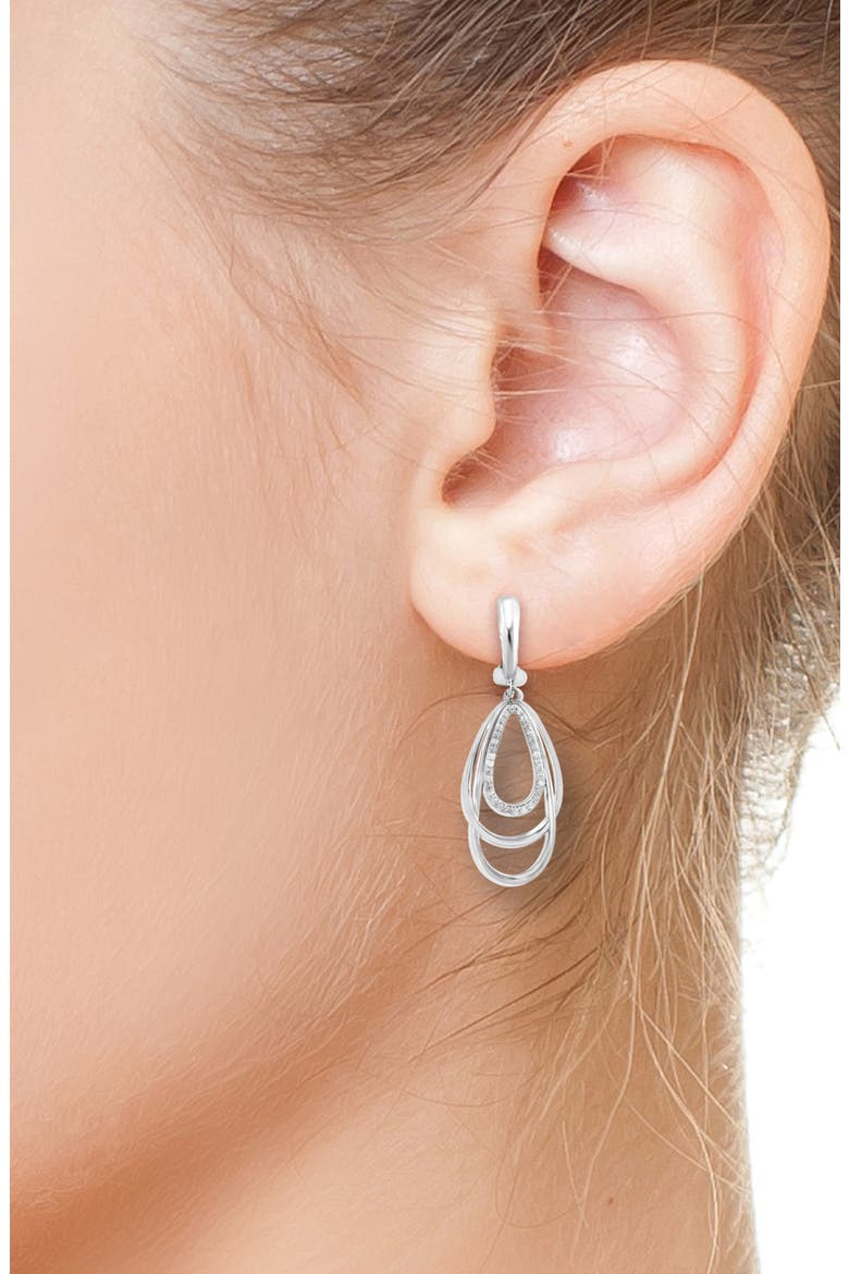 Diamond Layered Drop Earrings - 0.38ct., Alternate, color, SILVER