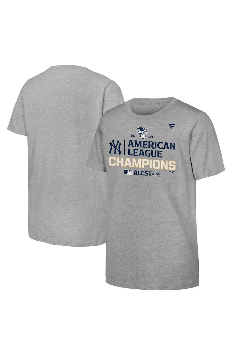 FANATICS Youth Fanatics Heather Gray New York Yankees 2024 American League Champions Locker Room T-Shirt, Main, color, 