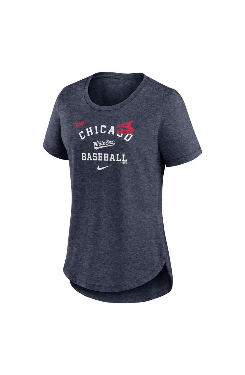 Nike Women's Nike Heather Navy Chicago White Sox Rewind Arch Mix Tri-Blend T-Shirt, Alternate, color, Heather Navy