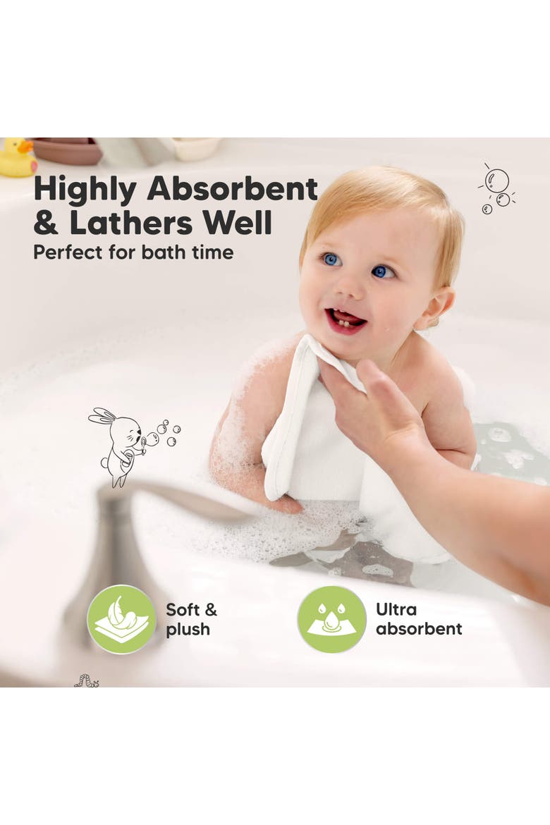 Deluxe Baby Washcloths, Alternate, color, Soft White