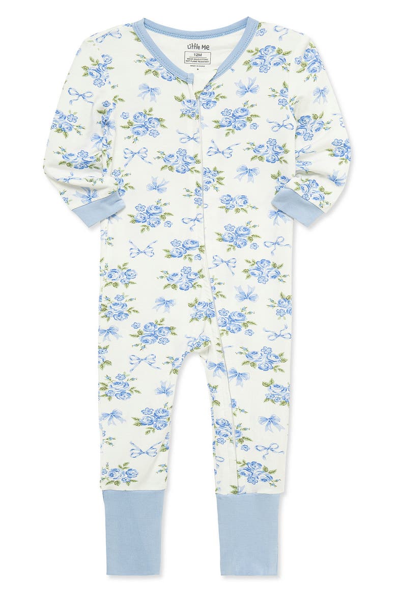 Kids' Floral One-Piece Pajamas, Alternate, color, BLUE FLORAL