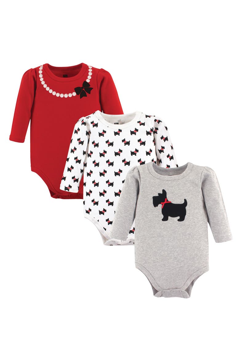 Infant Breathable Cotton Long-Sleeve Bodysuit Bundle 3 Count, Main, color, Scottie Dog
