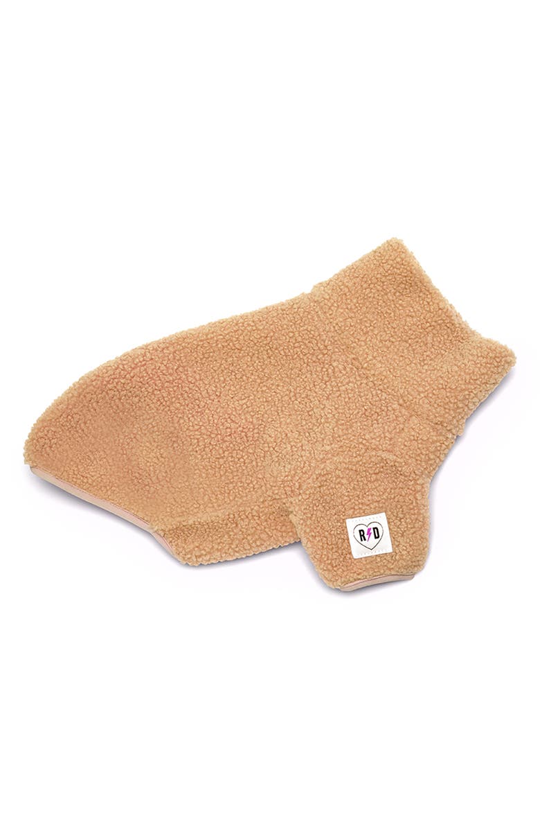 REBEL DAWG Boho Faux Shearling Pullover Dog Sweater, Alternate, color, Tan