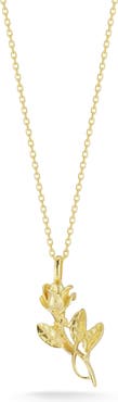 CHLOE AND MADISON 14K Gold Plated Sterling Silver Rose Pendant Necklace