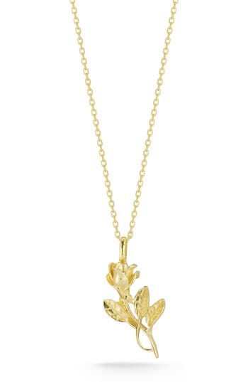 Chloe & Madison Chloe And Madison 14k Gold Plated Sterling Silver Rose Pendant Necklace In Gold
