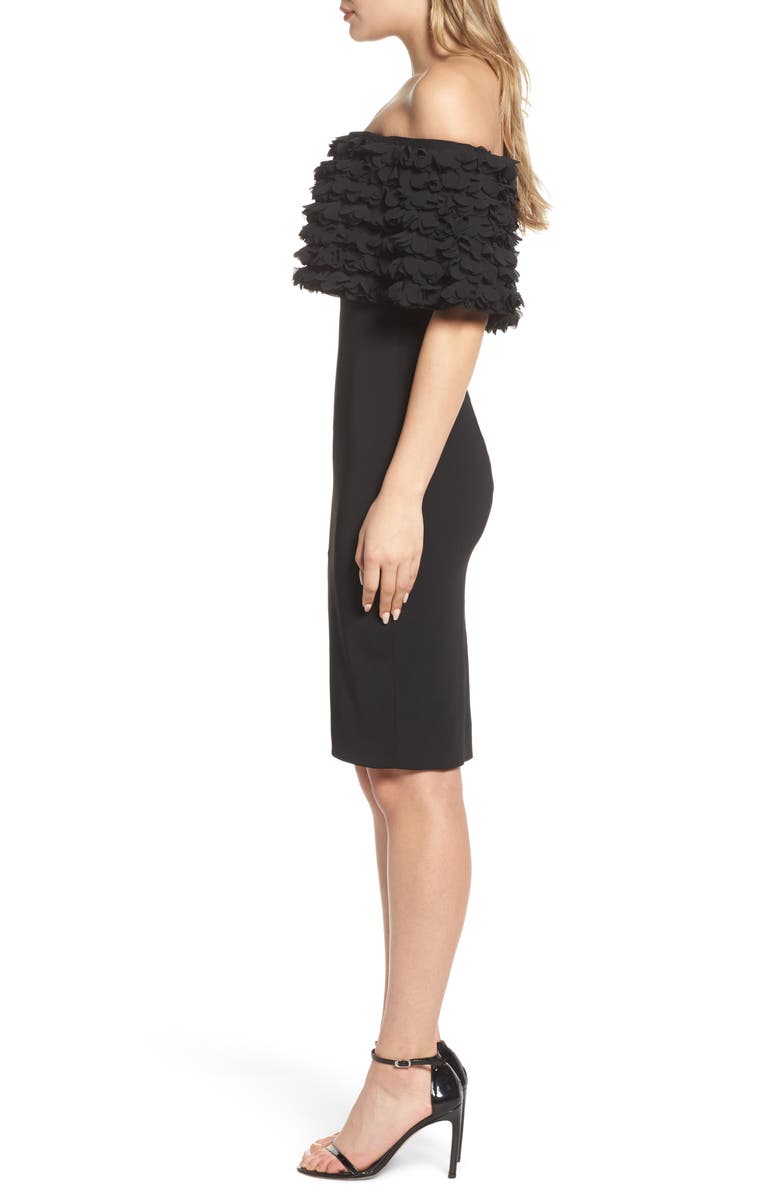 Badgley Mischka Collection Badgley Mischka Off the Shoulder Sheath Dress, Alternate, color, Black