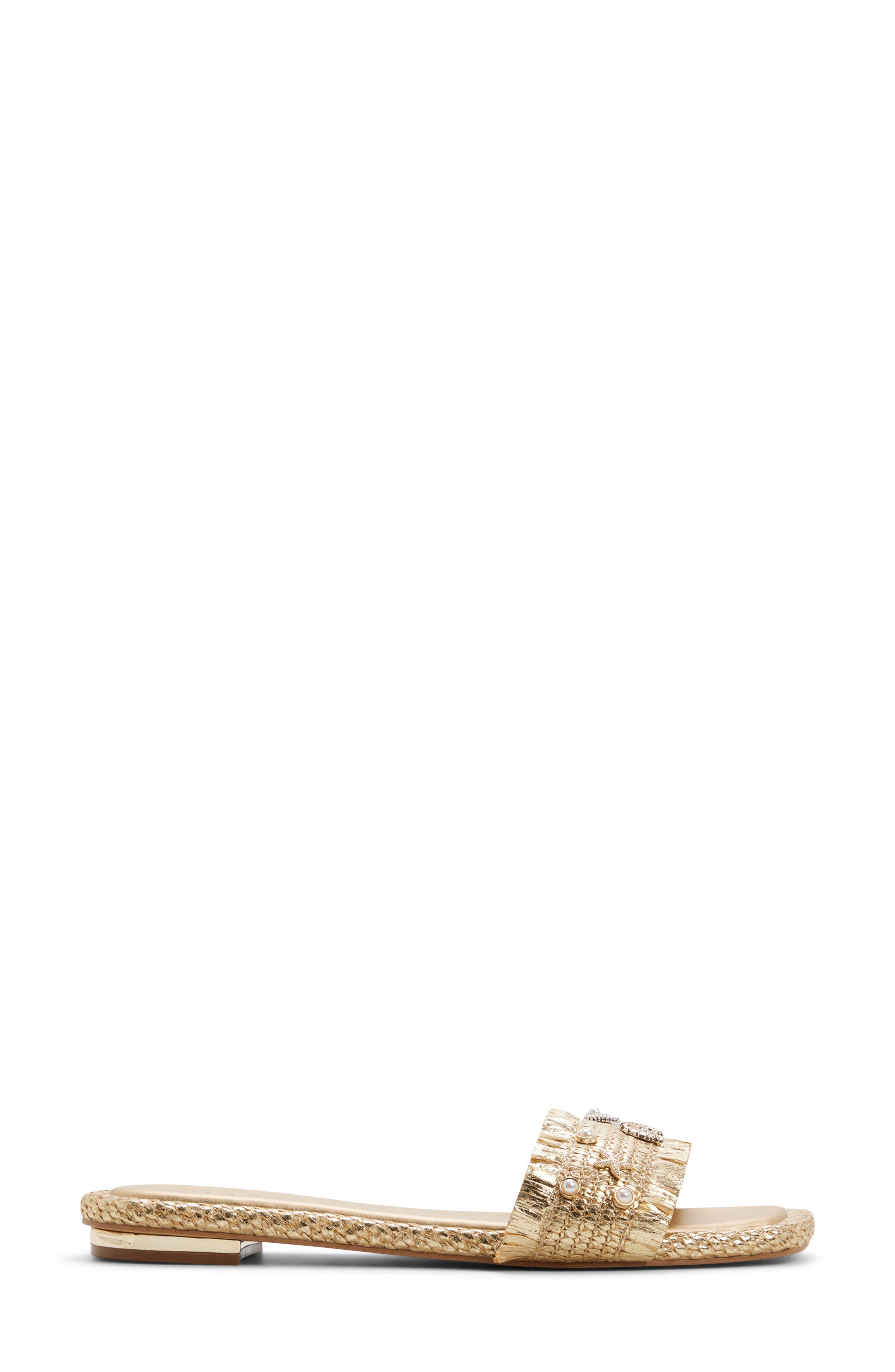 ALDO Aurana Embellished Slide Sandal, Alternate, color, Gold