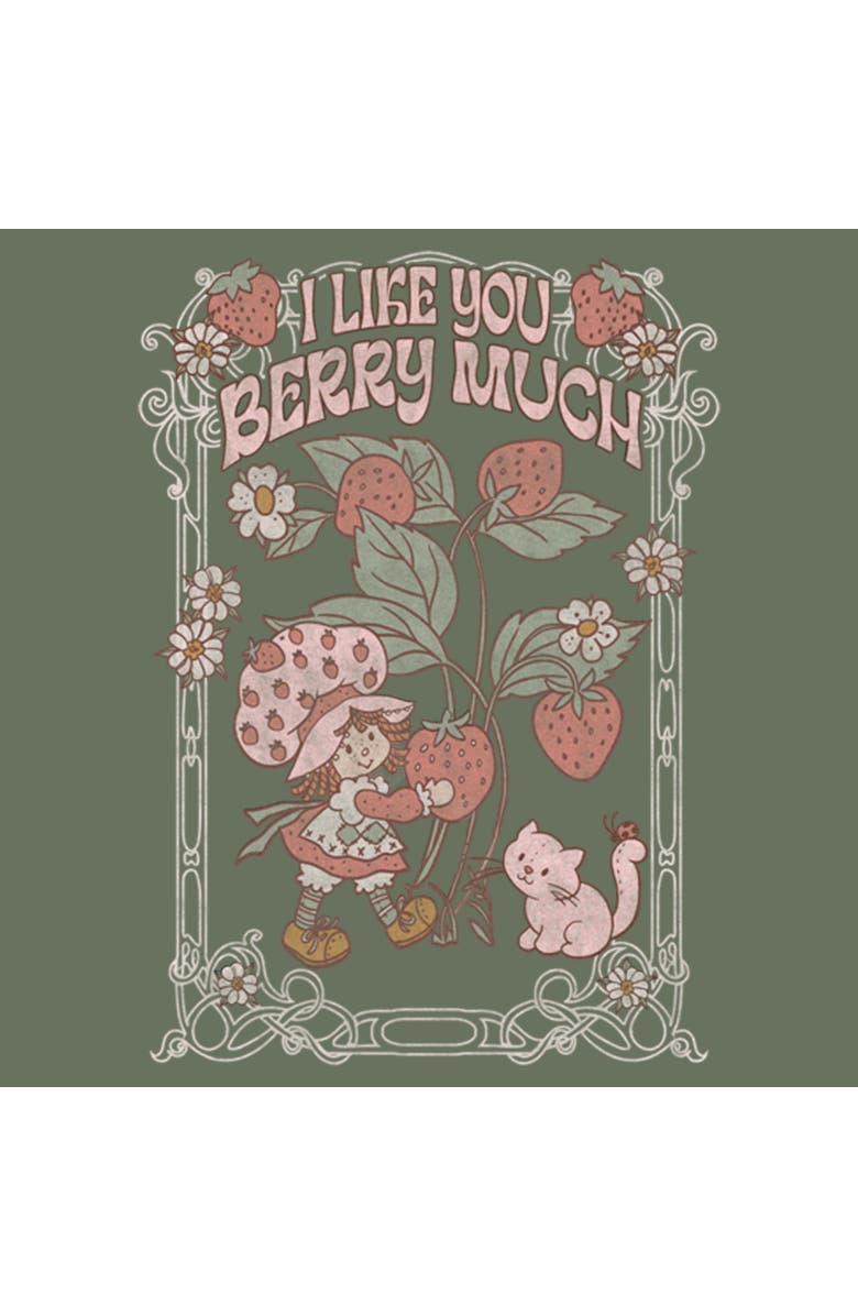 Strawberry Shortcake Women's Strawberry Shortcake I Like You Berry Much Graphic T-Shirt, Alternate, color, Sage Green