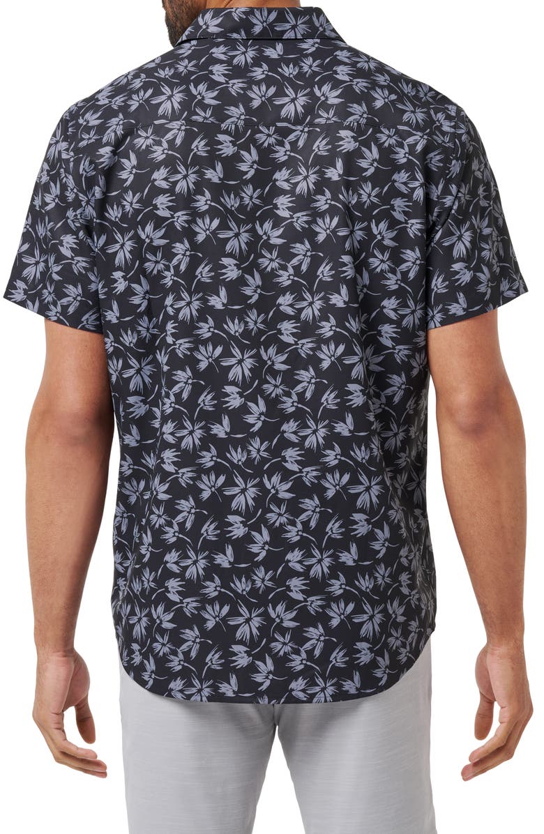 TravisMathew Coastal Trip Short Sleeve Button-Up Shirt, Alternate, color, Black