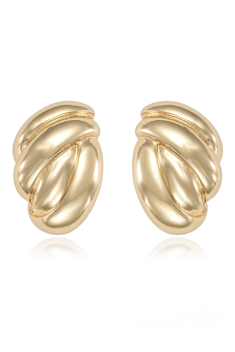 Curve Textured Stud Earrings, Alternate, color, GOLD