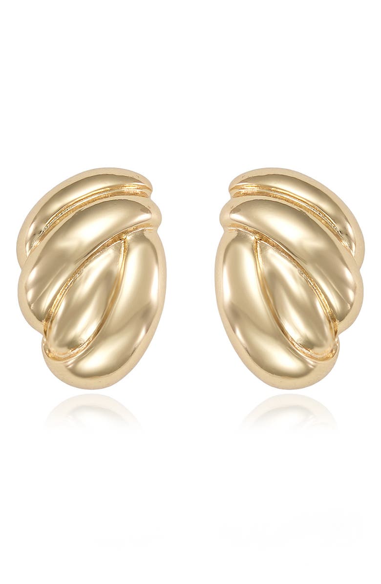 Ettika Curve Textured Stud Earrings, Alternate, color, Gold