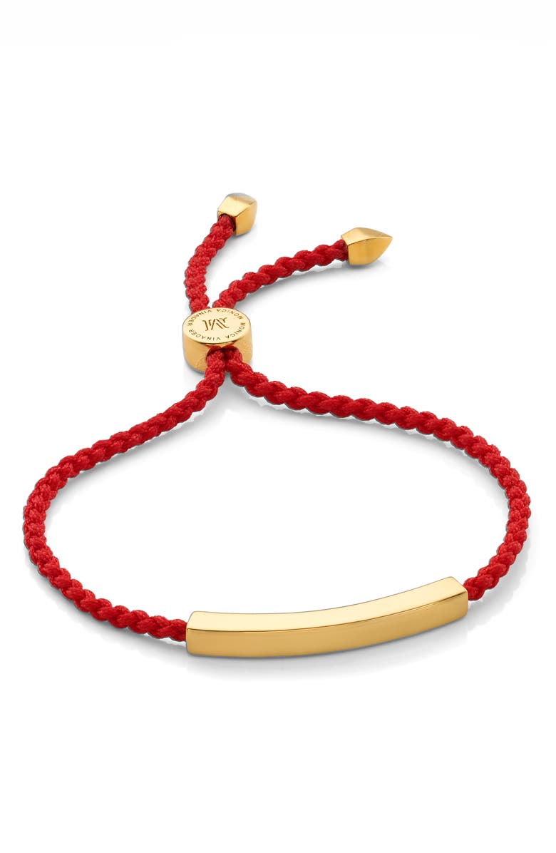 Monica Vinader Linear Bar Friendship Bracelet, Main, color, Gold/ Coral