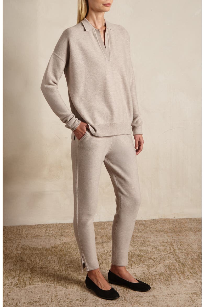LUXE SLIM PANTS IN CASHWOOL, Alternate, color, Oyster