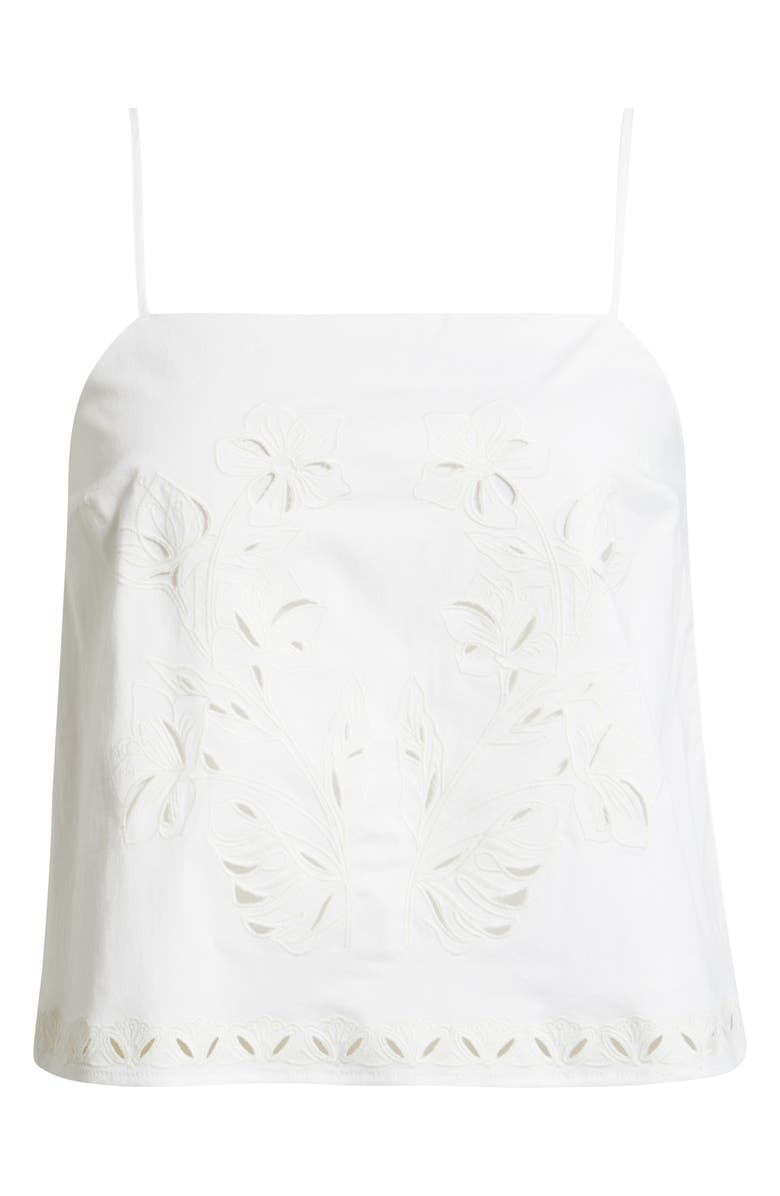 Open Edit Embroidered Poplin Cami, Main, color, White