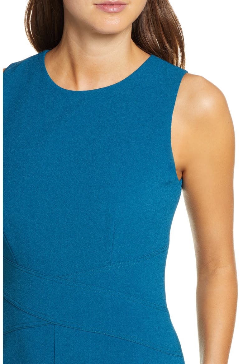 Crisscross Waist Crepe Jumpsuit, Alternate, color, TEAL