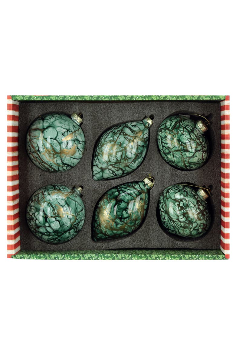 Marbled Ornament, Box of 6, Alternate, color, Bronze