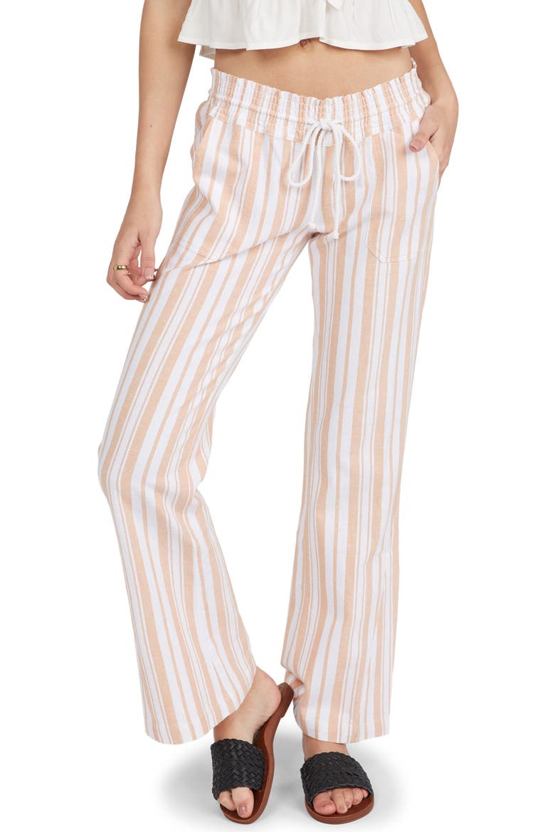 Oceanside Tie Waist Pants, Main, color, TOAST PARADISE STRIPE