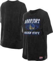New Era Women's New Era Black Golden State Warriors Throwback Mineral Wash Oversized T-Shirt