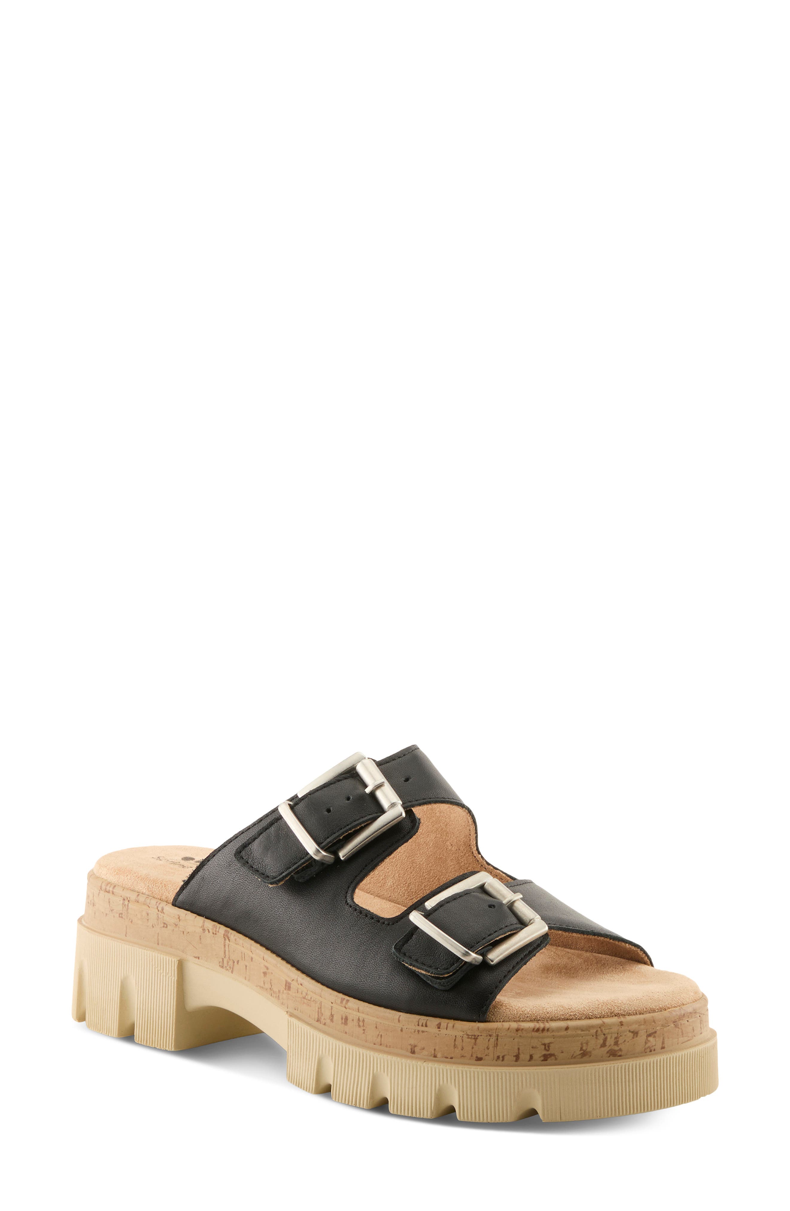 Spring Step Marbello Platform Slide Sandal, Main, color, Black