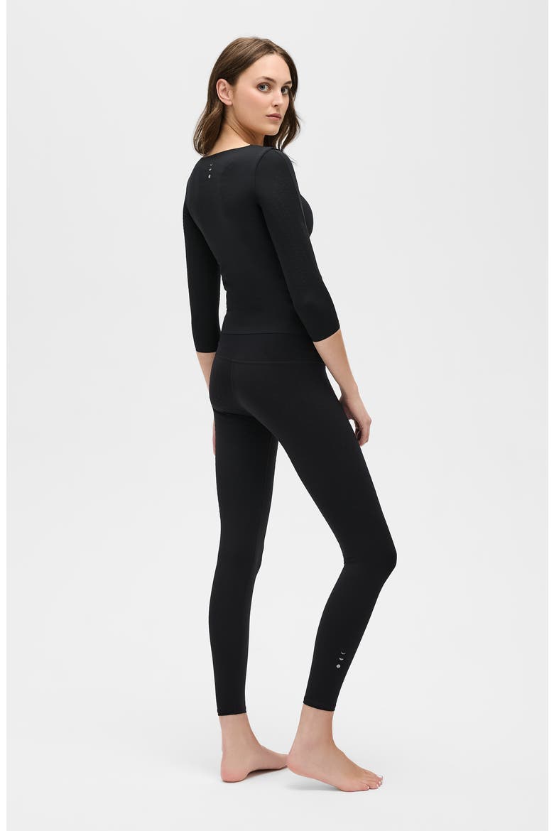 Iconic 3/4 sleeve MicroPerle Top, Alternate, color, Black