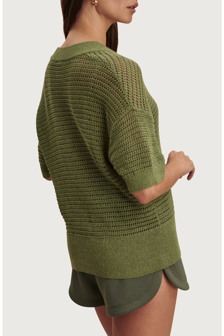 Callie Sheer Knit Cotton Top, Alternate, color, OLIVINE