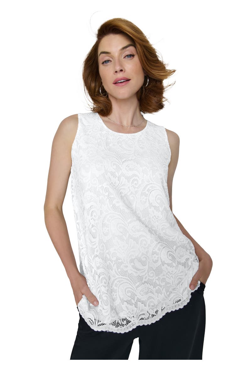 Sleeveless Stretch Lace Tank, Main, color, WHITE