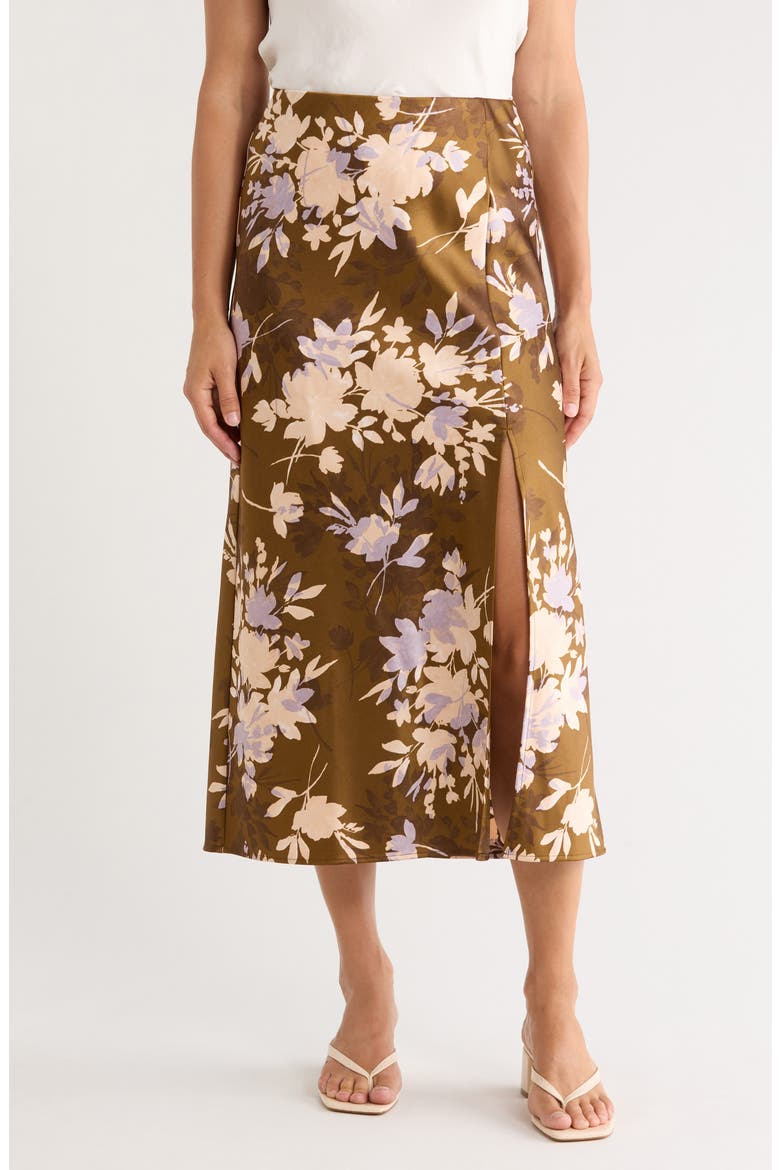 Front Slit Satin Skirt, Main, color, CHEYENNE