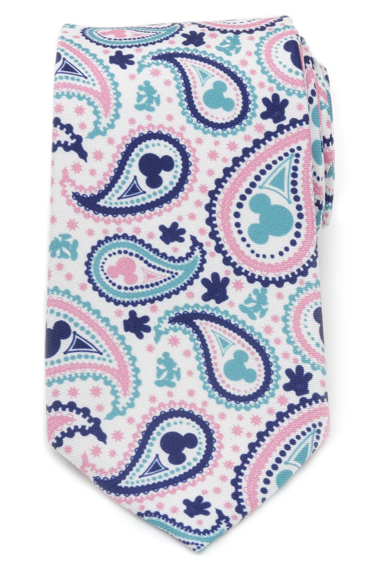 Mickey Mouse Paisley Silk Tie, Alternate, color, PINK