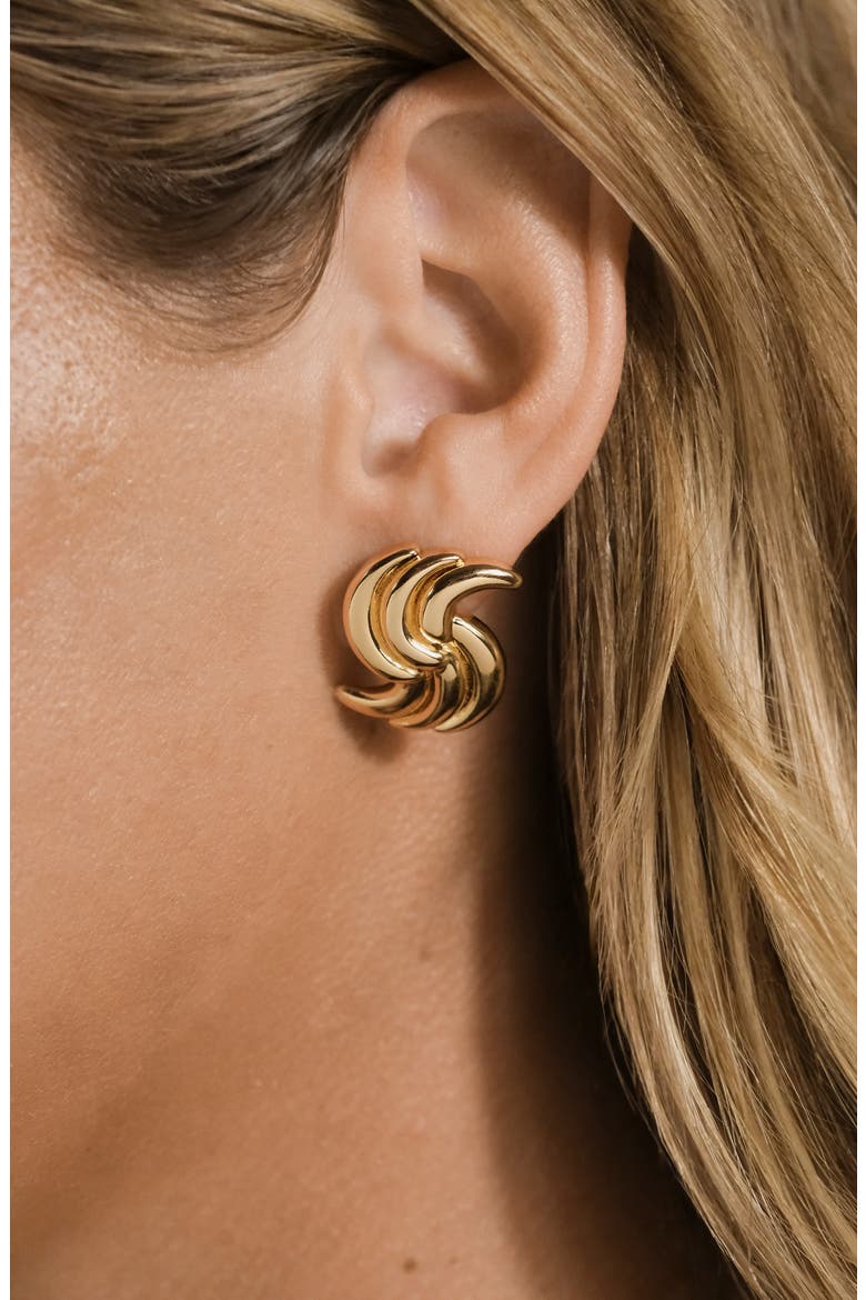 Leni Twisted Statement Stud Earrings, Alternate, color, GOLD