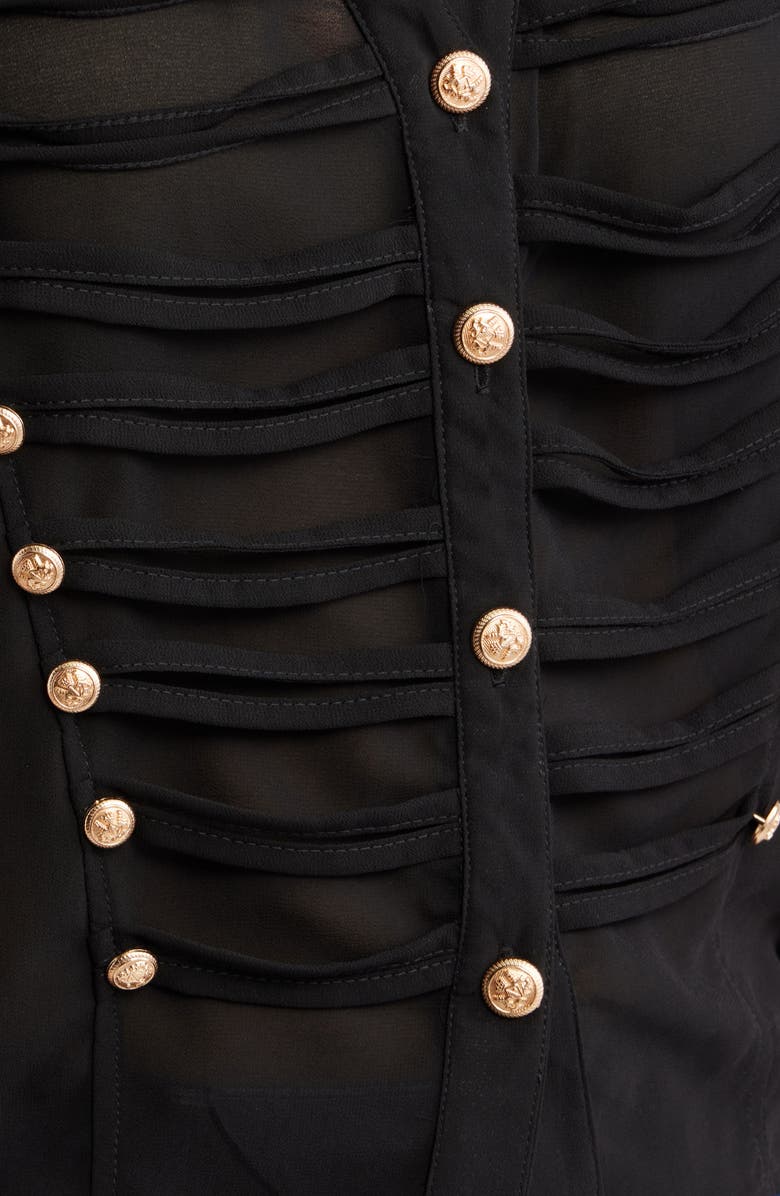 NIKKI LUND Jameson Button Embellished Semisheer Top, Alternate, color, Black