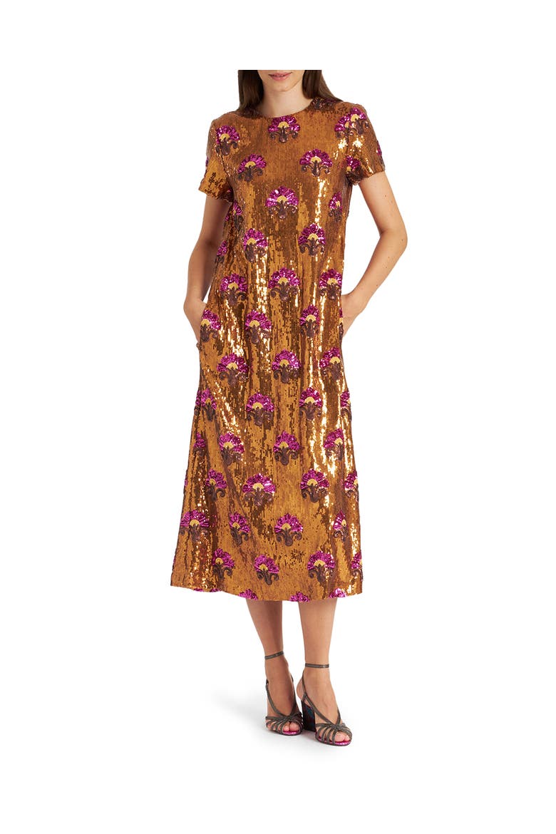 Super Swing Dress Textured Sequins Rust, Main, color, Textured Sequins Rust