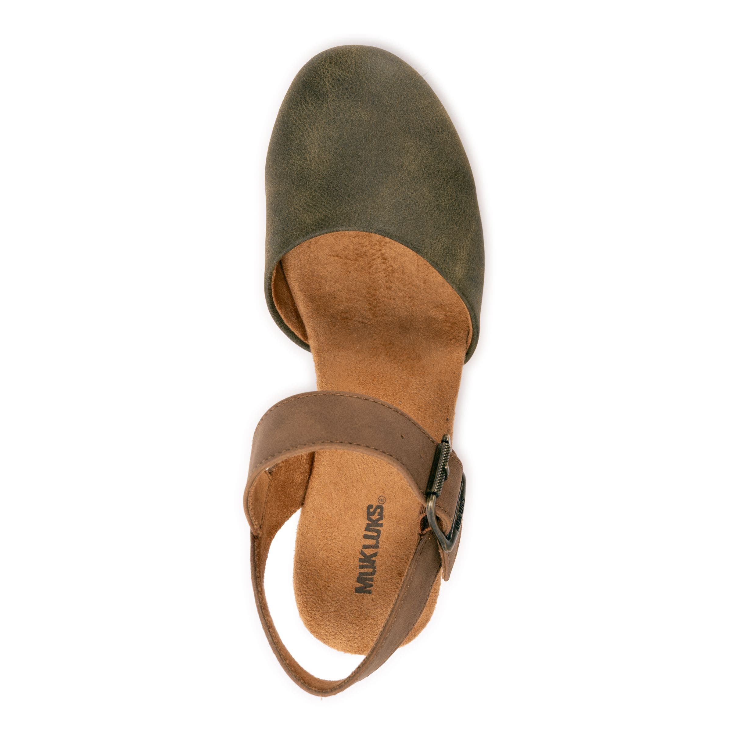MUK LUKS Merritt Quarter Strap Clog, Alternate, color, Olive/ Tan