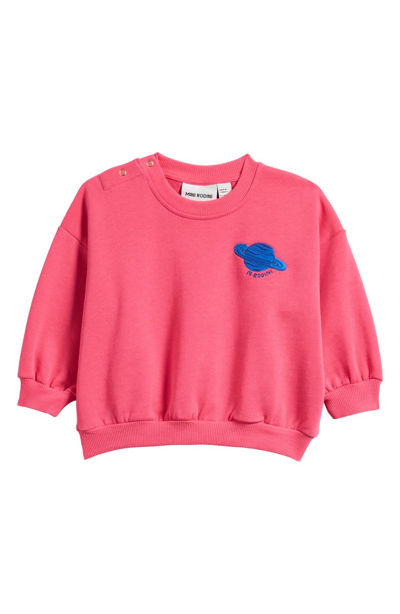 Mini Rodini Embroidered Planet Organic Cotton Sweatshirt, Main, color, Pink