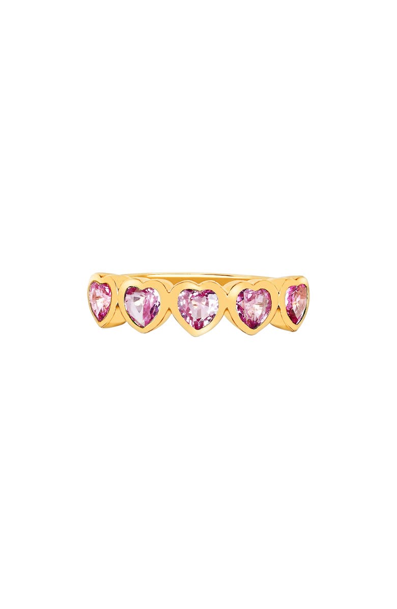 EF Collection Pink Sapphire Heart Half Eternity Ring, Main, color, 
