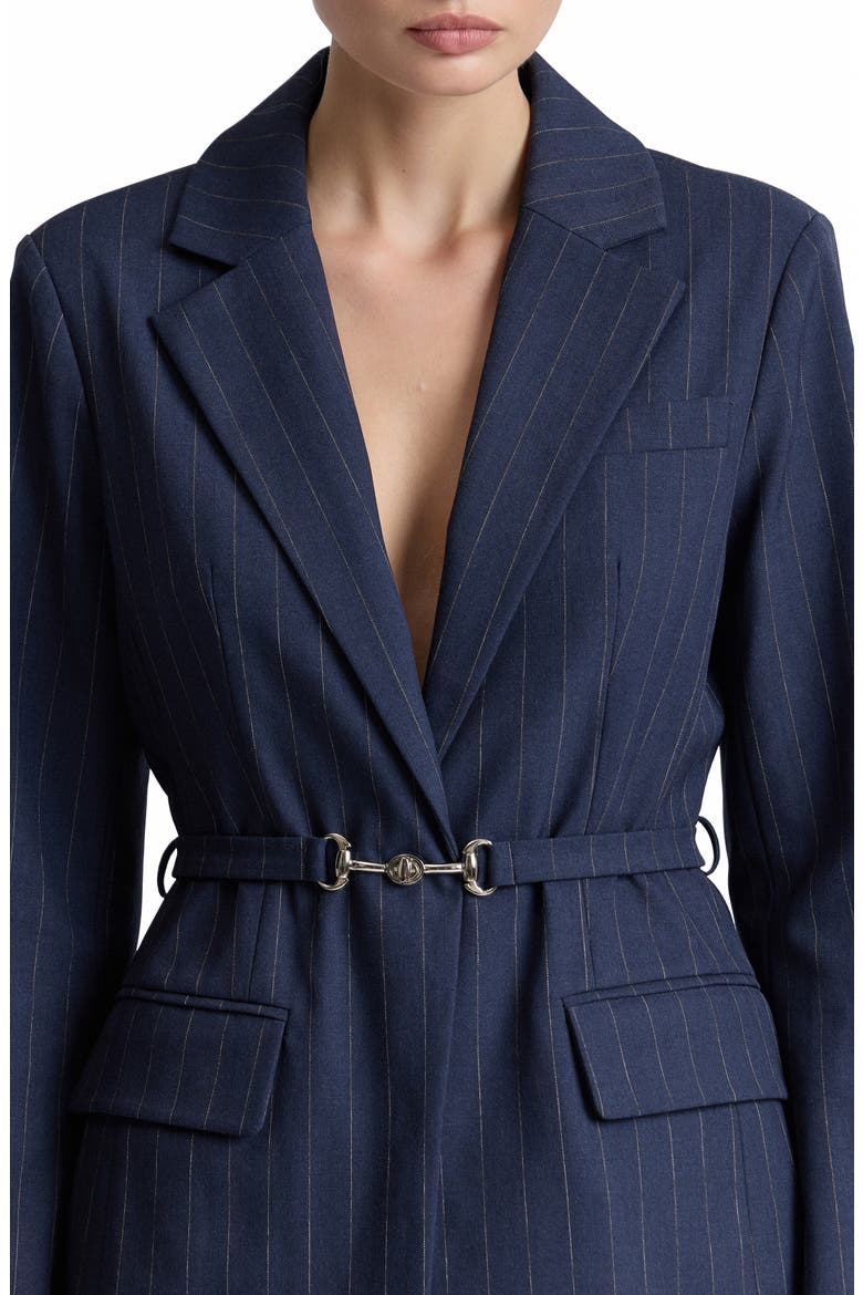 Pinstripe Belted Blazer, Alternate, color, NAVY-WHITE