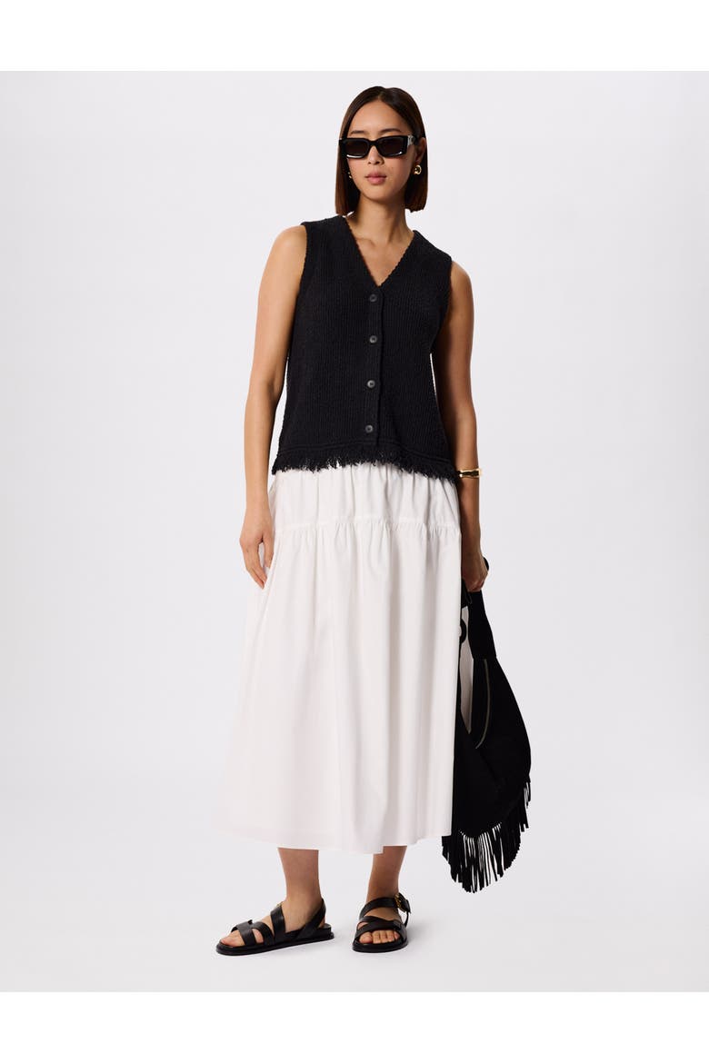Tier Hem Cotton Skirt, Alternate, color, White