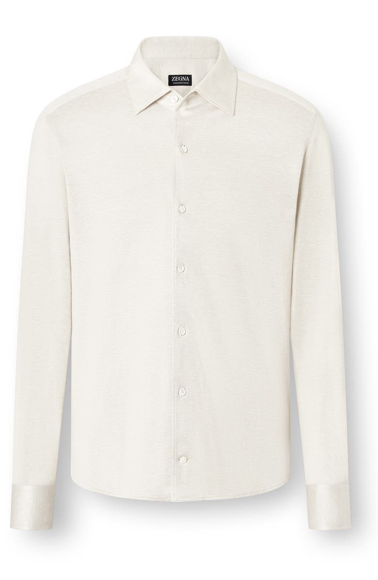 ZEGNA Crossover Silk, Linen & Cotton Button-Up Shirt, Alternate, color, 